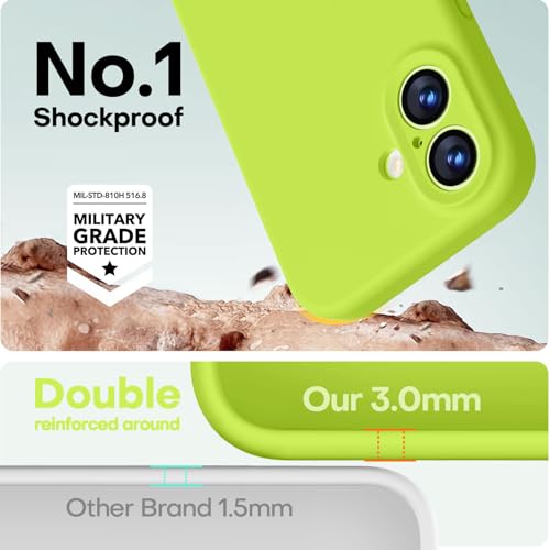 Image of LOVE 3000 Designed for iPhone 17 Case, Premium Silicone [Compatible with Magsafe][Soft Anti-Scratch Microfiber Lining] Shockproof Protective Phone Case for Men Women 6.3 inch, Fluorescent Green