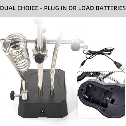 Helping Hands Magnifier Soldering Station,3.5X 12X Magnifying Glass,LED Lighted Magnifier with with Auxiliary Clips Alligator Clamp for Soldering, Carving,Repairing,Painting,Jewelry Cleaning by YWHWXB - Image 9