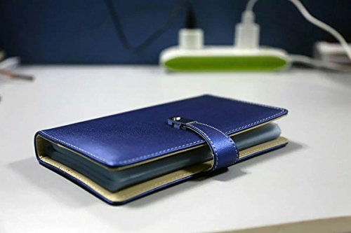 Office Business Card Organizer Book Folder Hold 180 Cards Portable Travel Credit Card Case PU Leather Booklet Holder (Navy Blue)
