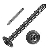 Wensilon (150Pcs)#8×1-1/2” for Sheet Metal Self-Tapping Screws 410 Black Stainless Steel Truss Head High-Strength Quick Tapping