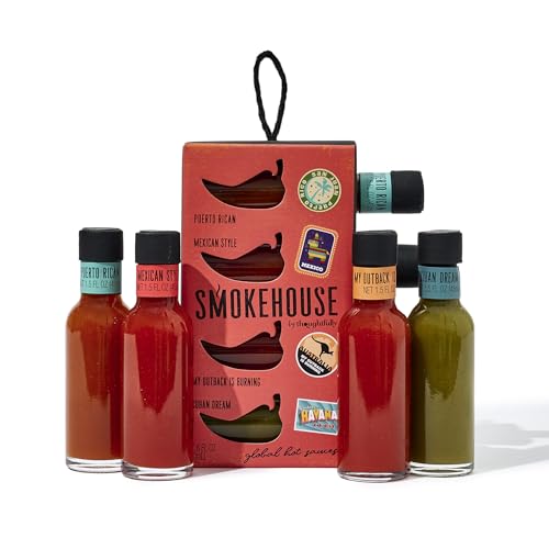 Thoughtfully Gifts, Hot Sauces To Go: Global Edition Gift Set, Includes 5 Unique Hot Sauces: My Outback is Burning, Rio de Janeiro, Mexican Style, Puerto Rican, and Cuban Dream
