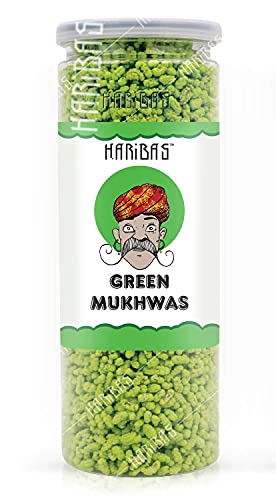 Image of HARIBAS Green Mukhwas 200GM, Peppermint Coated Saunf Mouth Freshner Mukhwas,Fennel Mouth Freshener Helps in Digestion, After Meal and Drink Mukhwas Mouth Freshener - Easy to Store Green Mukhwas 200GM