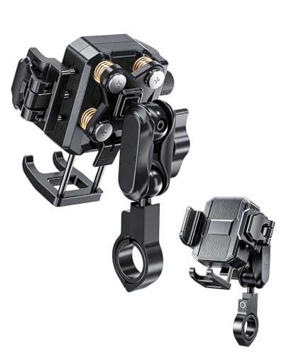 Image of Delobon Motorcycle Phone Mount with Upgraded Dampener for Bike Phone Holder | One-Handed, Camera-Friendly Phone Holder for Motorcycles, E-Bikes, Scooters, Iphone, Samsung, and 6-7.2 inch Phones.