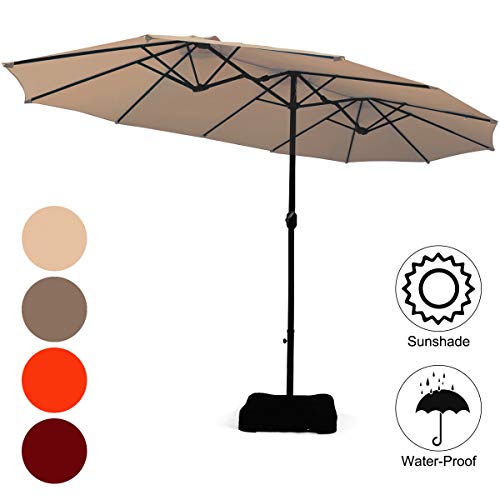 Tangkula 15 Ft Patio Double Sided Umbrella With Base Outdoor Extra Large Market Umbrella With Crank Handle Outdoor Buy Online In Japan At Desertcart