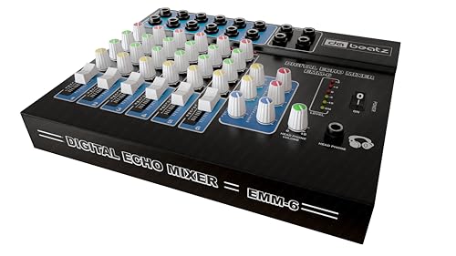 Image of DaBeatz 6-Channel Stereo Echo DJ Sound Mixer for Parties, Stage Effects, Weddings, Diwali Giving Your Occasion an Impressive Output. (Black) (EMM-6)