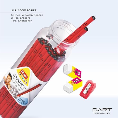 Image of Dart Wooden Pencils - 50 Count Jar | Premium HB Lead | Smooth Writing, Break-Resistant Core | Ideal for School, Office & Home Use