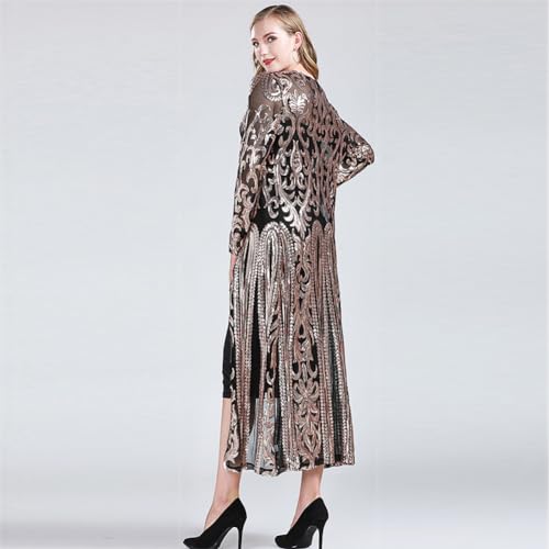Image of Sparkly Cardigan for Women 1920s Sequin Cardigans Long Sequin Duster Blazer 20s Glitter Open Front Coat Cover Up Dress