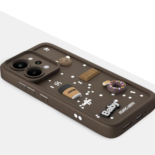 Image of Bintage Back Cover Compatible for Realme RMX5107 / P4 Power 5G | Cute Fun Ball | 3D Taddy Smiley Coffee | Milk Case | Full Body Protection - Brown