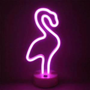 Insegne al Neon con Fenicotteri a LED con Luce Decorativa per Base di Supporto, Decorazioni Tavolo per Festa di Compleanno, Camera dei Bambini, Soggiorno, Decorazioni per Feste di Nozze