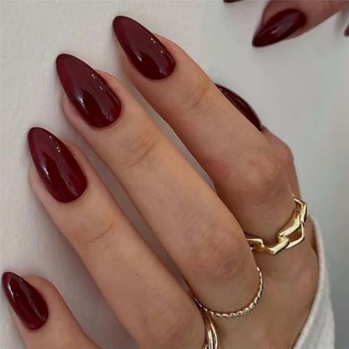 Ruzister Unghie Finte Press On 24 pezzi Rosso-Marrone