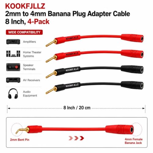 Adaptador de Conector Banana 2mm a 4mm para Audio 4 Unidades miniatura 5