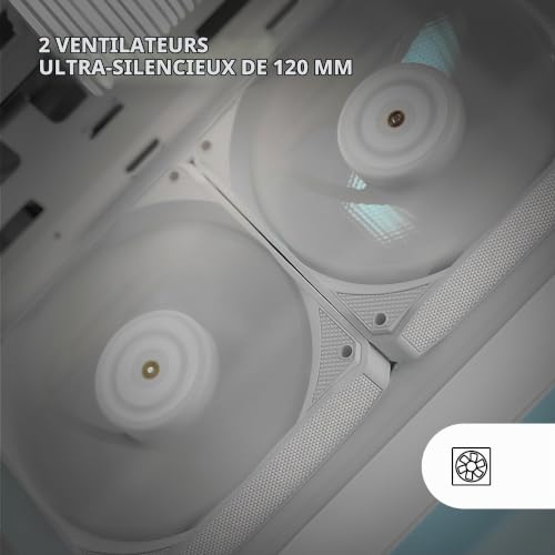 Mars Gaming MF-NCLX2, Kit 2x Ventilateurs Ultra-Silencieux 120mm, Design Pales Hybrides, Ventilateurs 2en1 avec Roulement FDB Cuivre Hyper-Équilibré, Système Connexion PWM, Pads Anti-Vibration, Blanc