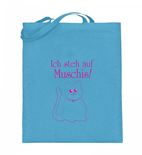 Cadeau pour chat amoureux des chats sac en jute bleu clair 38cm