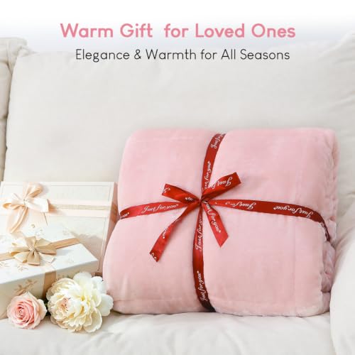 Image of Cottonblue Weighted Blankets 25lbs for King Bed, Sherpa Fleece Weighted Blanket for Adults, Soft Heavy Blanket with Premium Glass Bead for Calming and Relax, 90 inch x 90 inch, Pink