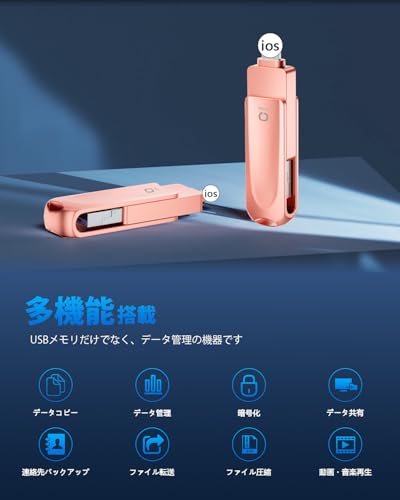 undefined 【専用アプリ不要】512GB usbメモリ OTG高速4in1 Phone usbメモリー フラッシュドライブ アイフォン用メモリ IOS Android PC 人気 USB 両面挿しスマホ USB メモリー USB Phone対応 フラッシュドライブ Android パソコン対応 アイフォン用 USBメモリ iPad iPod の商品画像 2