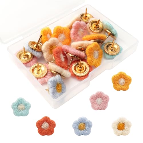 20 peças de pinos decorativos de flores para polegar, alfinetes decorativos de floresta, quadro de c
