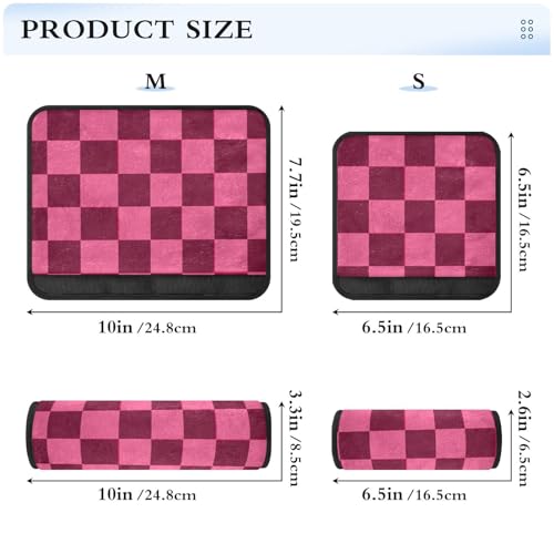 Image of Checkered Hot Pink Seat Belt Cover Pad 2 Pcs Soft Cute Seatbelt Covers Protector Support Head Neck Shoulder Strap for Car Seats High Chair Backpack for Adults Kids Women Men 10x7.7In 2 Pack