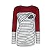 Produktbild Riou Umstandsmode Damen Stillshirts Langarm Baumwolle Zweilagiges Stillen Baby Gestreifte Umstandsshirt für Schwangerschaft Basic Stillzeit Stilltops