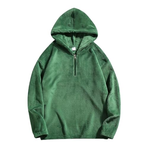 2025 - Sudadera de forro polar con cremallera de un cuarto para hombre, talla XL, color negro para exteriores, verde, L