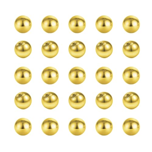 Besyvvin 25er Piercing Kugeln Gold 1.6mm Ersatzkugel Schraubkugel 3mm für Piercing Zunge Bauchnabel Chirurgenstahl