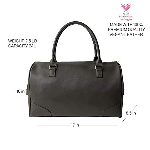 Womens Weekender Carry Bags Overnight Travel Shoulder Tote Trolley Handle Luggage Vegan Duffle 43 Quilted (Dark Grey-04)