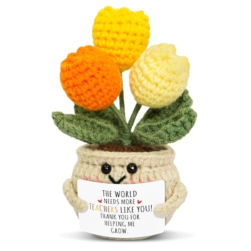 OASSIE Teacher Appreciation Gifts for Women Men - Handmade Positive Tulip Crochet Flowers - Teachers...