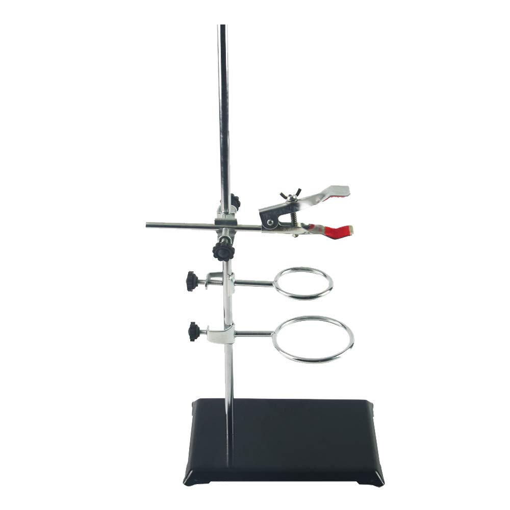 YUEWO Kit de laboratoire en métal,Pince à ballon,Support de support 20.5x13cm, longueur de la tige 50cm,Bague de cornue 5cm et 7.3cm en Dia