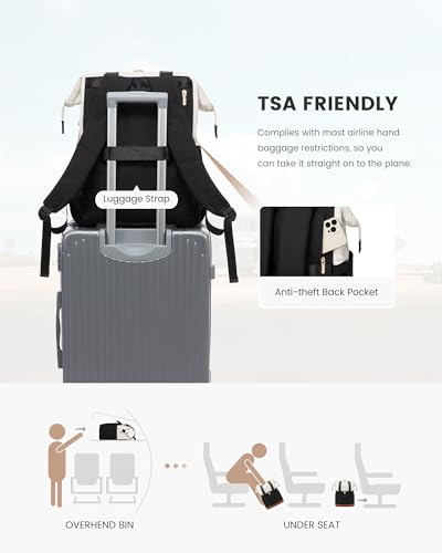 Image of LOVEVOOK 17.3 Inch Laptop Backpack for Women, Large Capacity Travel Backpack with Organizer Bag, Waterproof Carry on Backpack Work Bag with USB Port, Teacher Nurse Backpack Purse, 2PCS, Beige-Black