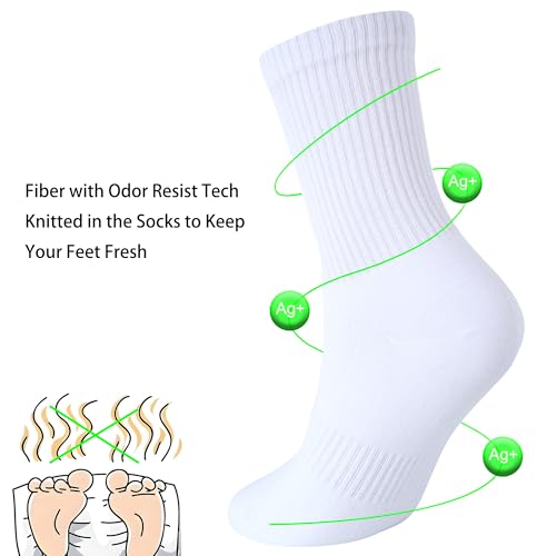 Image of Womens Anti Odor Blister Proof Seamless Cotton Moisture Wicking Sports Ankle /Crew Dress Socks,Size 6-10