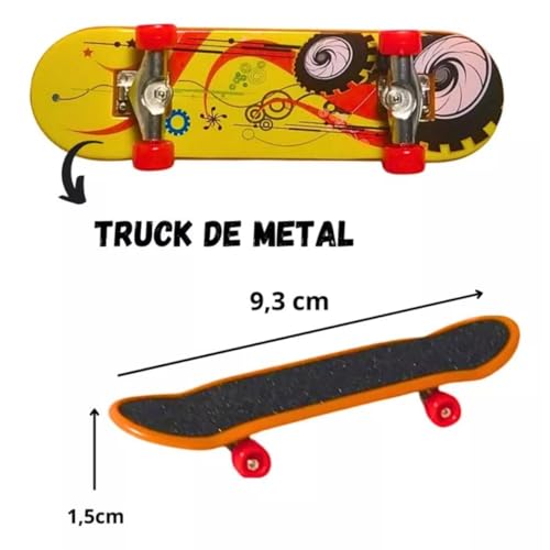 Kit 5 Skate de Dedo Profissional com Truck de Metal e Lixa