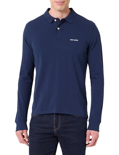 Pepe Jeans Men's M Basic Long Polo Polo, Blue(Navy), M