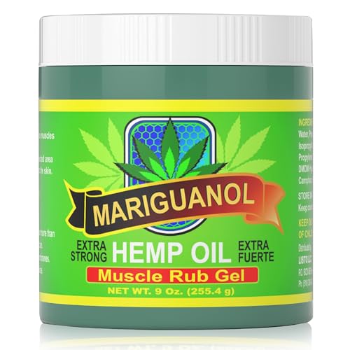 MARIGUANOL Extra Strong Muscle Rub Gel with Hemp Oil Menthol & Camphor Cooling Fast-Absorbing Topical Gel for Post-Workout Active Lifestyles Net Wt. (9 Ounce)