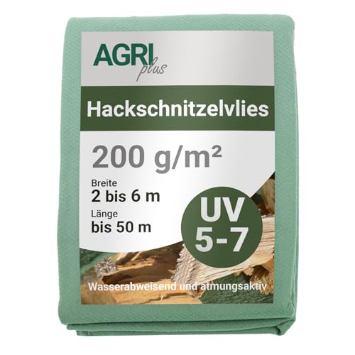 AGRI plus Hackschnitzelvlies I 4 x 6 m I Verschiedene Maße I Reißfestes 200 g/m Abdeckvlies für Hackschnitzel I Vlies für langfristigen Schutz I Hackschnitzel-Abdeckung wetterfest & UV-beständig