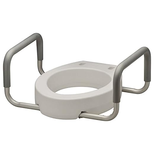 NOVA Toilet Seat Riser with Handles, Raised Toilet Seat (For Under Seat) with Padded Arms, For Elongated Toilet Seat