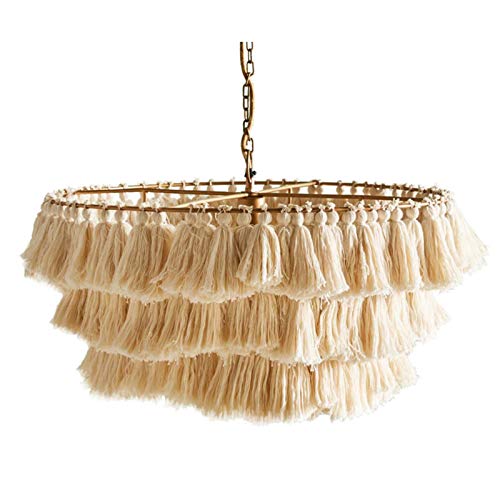 Chandelier single en coton tissé main style bohème noir YRYRYW 61x32cm