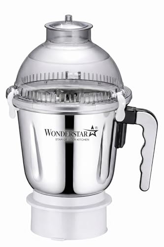 Image of Wonder Star Dome Jar 1500 ml Compatible with All Sujatha Model Mixer Grinder | Aluminium Base Riveted Jar | Leak Proof Silicon Ring | Polycarbonate Lid with 3 Lock Clips