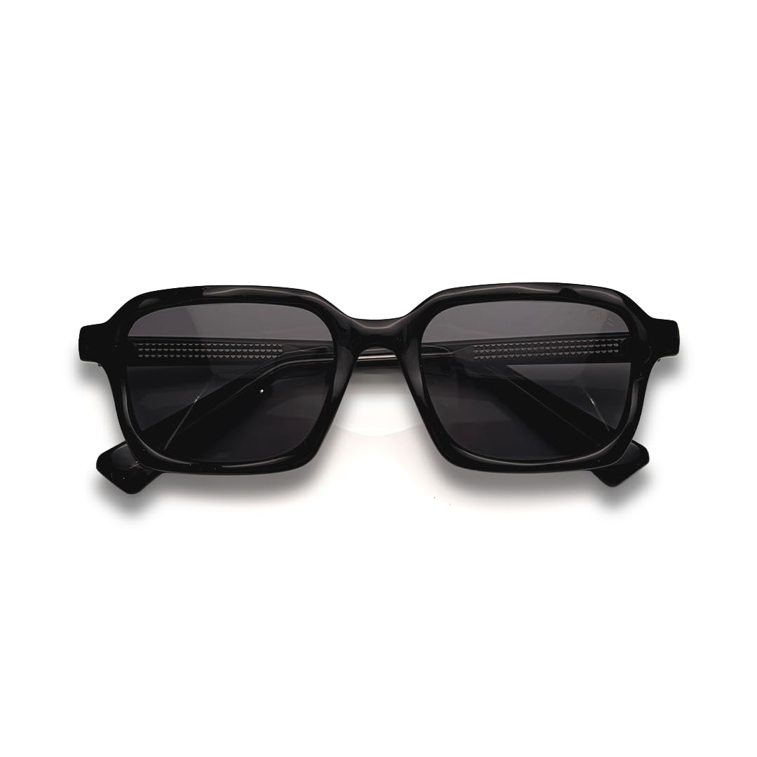 FORGE by Shikhar Dhawan | Unisex Square Sunglasses | Black Polycarbonate Frame | UV400 Protection | Black Lens | Medium Fit | Classic Everyday Design-image-21