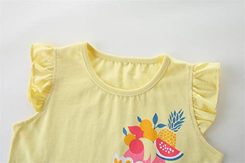 image for HILEELANG Little Girl Summer Short Sets Outfits Cotton Casual Yellow F