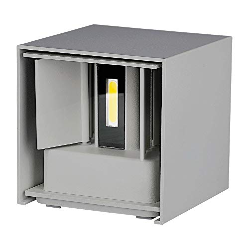 V-TAC 6W Modern Square Up Down Wall Light 4000K Day White Waterproof Adjustable Beam Angle Grey Housing for Outdoor and Indoor Halls Gardens