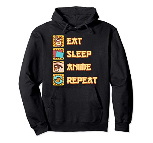 Funny Eat Sleep Anime Repeat Sudadera con Capucha