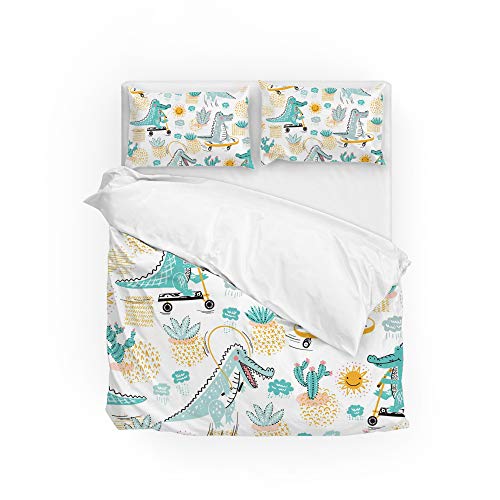 Parure de lit 3 pièces King polyester motif alligator drap toutes saisons