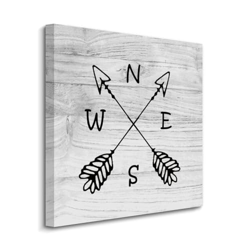 Cuadro decorativo en lienzo de 20 x 20 pulgadas con brújula y cita motivacional para casa