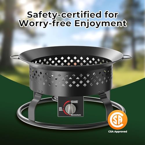 R.W.FLAME 19" Smokeless Portable Propane Fire Pit - 50000 BTU Outdoor Fire Bowl with Lava Rocks & Carry Bag for Camping RV Patio Backyard — view 5
