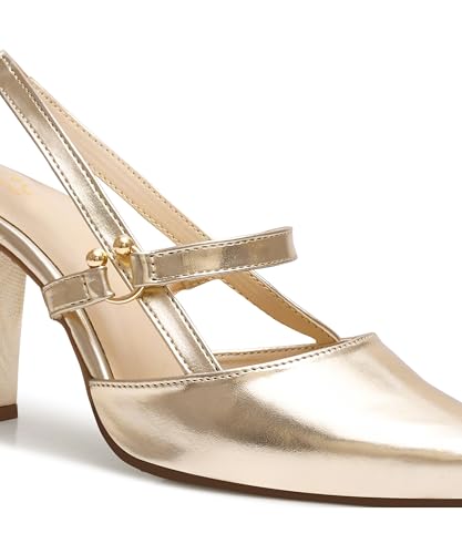 Image of JM LOOKS Slingback Pumps Elegant Dressy Heels for Women Closed Toe Pointy High Heels Wedding Bride Prom Party Evening Shoes