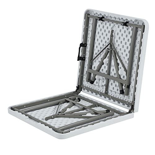 Jomeed Up042 4 Foot Long Portable Plastic Folding Multipurpose Utility Picnic Table With Powder Coated Steel Legs And Built In Carry Handle, White #TOP4