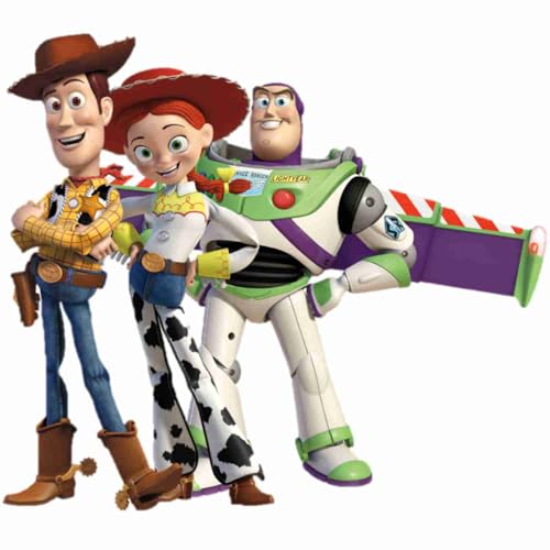 Image of Toy Story Wall Sticker - Buzz Lightyear, Woody & Jessie Cartoon Characters - Superhero Vinyl Self-Adhesive Wall Art for Kids Bedroom, Nursery, Playroom - 43.18x59.69 cm Decoration