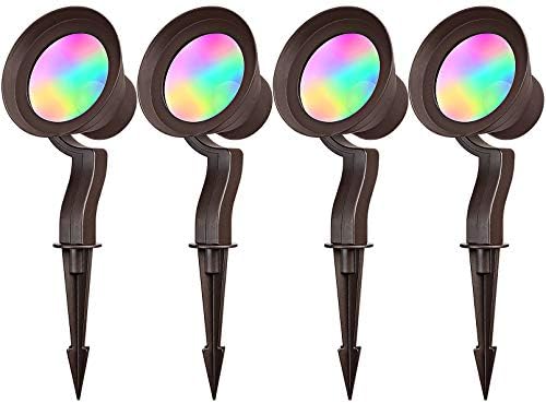 LEONLITE RGB LED Panorama Wall Wash Lighting, Colour Altering Low Voltage Panorama Lights, 12W(120W Eqv.), 12-15V Wired Pathway Spotlights Out of doors, Die-cast Aluminum, IP65 Waterproof, Pack of 4