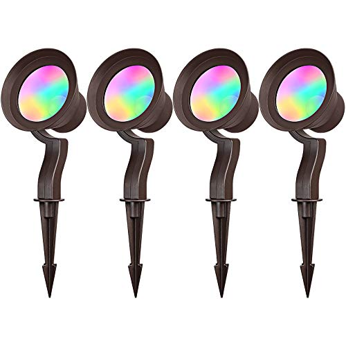 Flash Sale LEONLITE RGB LED Landscape Wall Wash Lighting, Color Changing Low Voltage Landscape Lights, 12W(120W Eqv.), 12-15V Wired Pathway Spotlights Outdoor, Die-cast Aluminum, IP65 Waterproof, Pack of 4