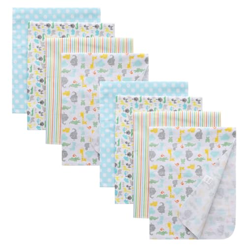 Image of Cotton Flannel Receiving Blankets Baby 8 Pcs, Baby Swaddle Blankets, Infant Flannel Blanket 30 X 30 Inch for Boy Girl (Style4)
