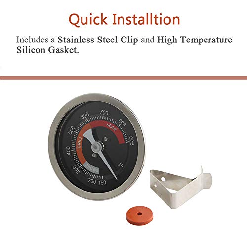 Grill Temperature Gauge for Big Green Egg 150-900°F Waterproof 3 1/4" Large Face Stainless Steel Cooking Thermometer for Barbecue Charcoal Grill Big Green Egg Thermometer Replacement Accessories Tool - Thumbnail 7